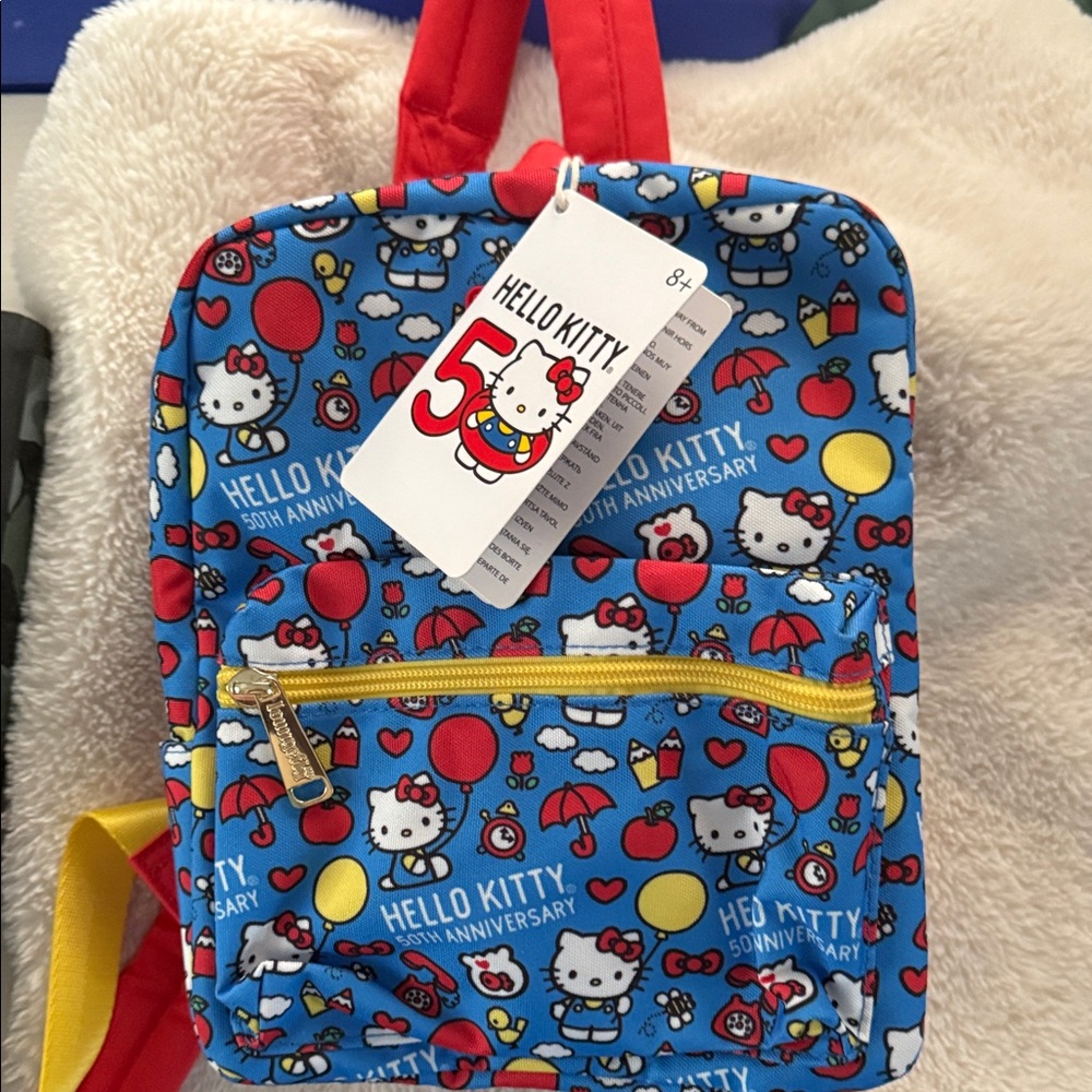 Loungefly Hello Kitty 50th Anniversary Kids Backpack - Blue and Red